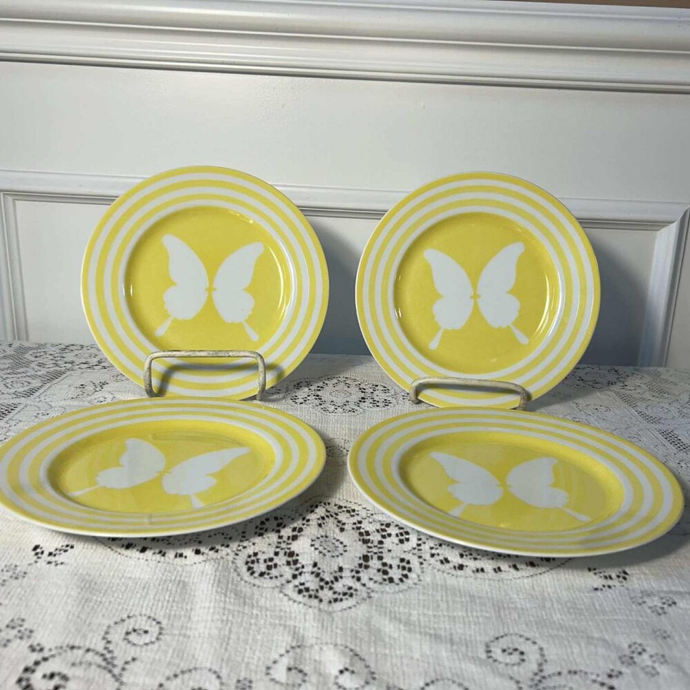 Fitz & Floyd yellow butterfly salad plates - set of 4 - Picture 3 of 10
